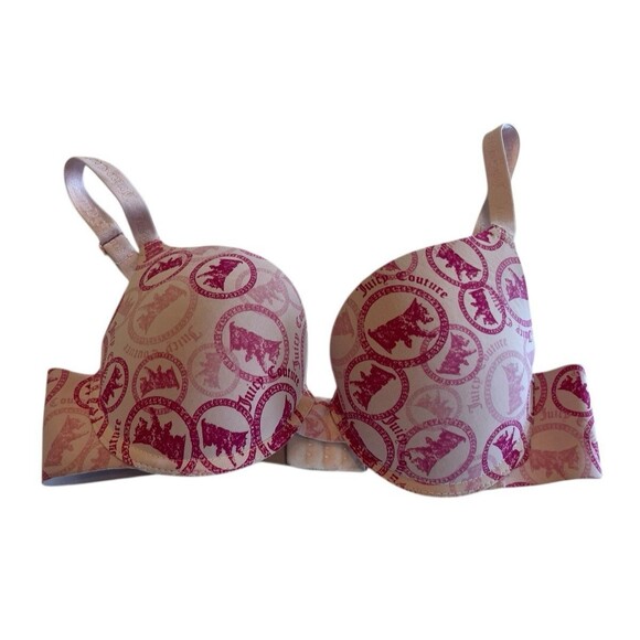 Juicy Couture Push Up Bra Size 34B Pink Molded Cups Underwired - Picture 1 of 6